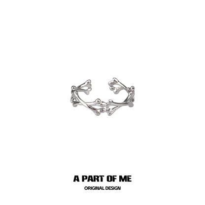 Abstract bone silver ring by A PART OF ME featuring a unique and intricate design