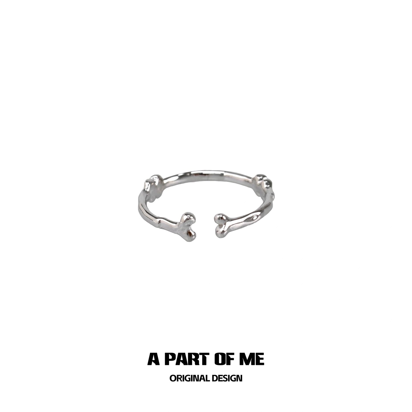 Abstract bone silver ring by A PART OF ME featuring a unique bone-inspired design