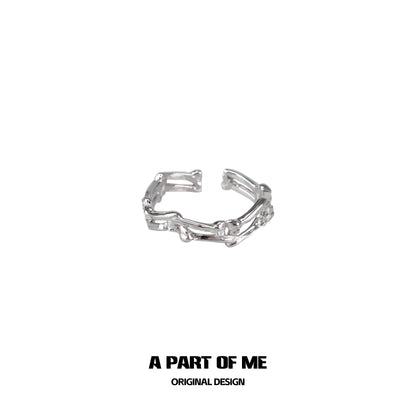 Unique A PART OF ME abstract bone silver ring with intricate design for modern jewelry lovers