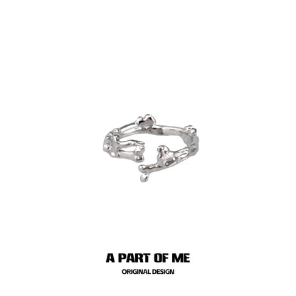 Stylish abstract bone silver ring for a unique jewelry statement from A PART OF ME