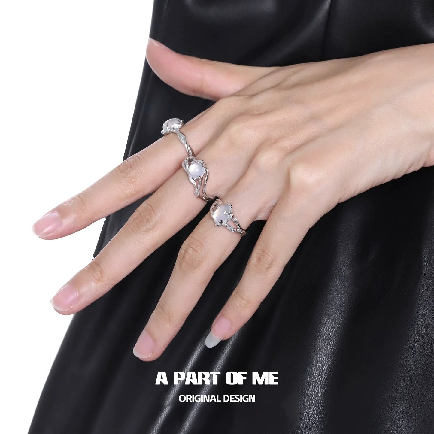 A PART OF ME Agate Textured Ring displayed on a hand, showcasing its unique design and texture