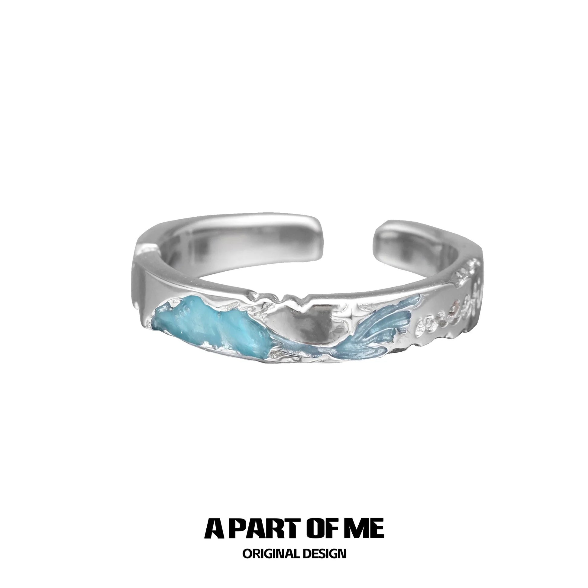 Azure dream fish ring by A PART OF ME featuring a unique wave design and silver finish