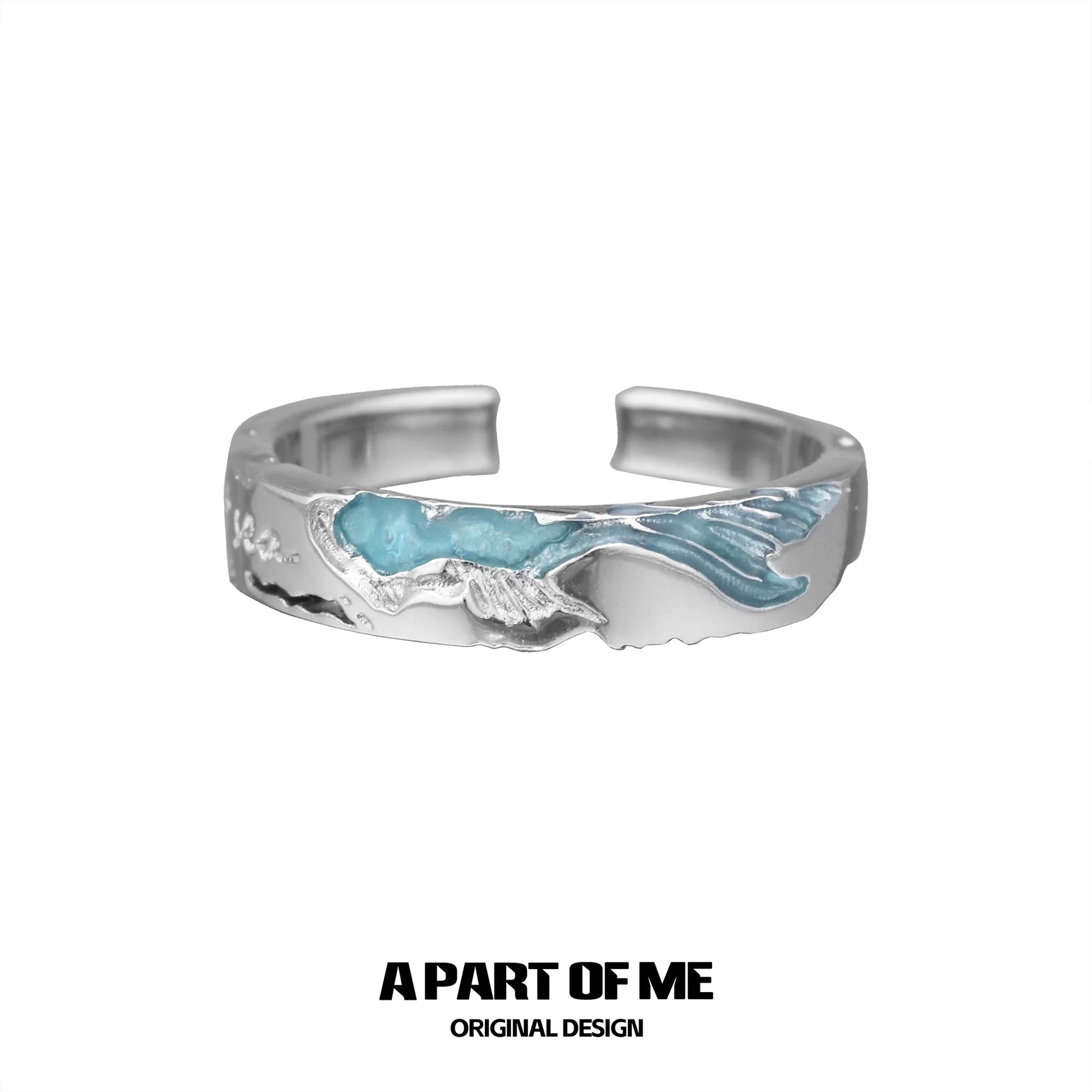 A PART OF ME Azure Dream Fish Ring in Silver with Turquoise Accents for Unique Jewelry Style