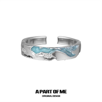 A PART OF ME Azure Dream Fish Ring in Silver with Turquoise Accents for Unique Jewelry Style