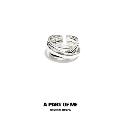 Stylish bandage wrap punk ring in silver for a trendy statement accessory