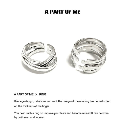 A PART OF ME bandage wrap punk ring with a unique design suitable for all finger sizes