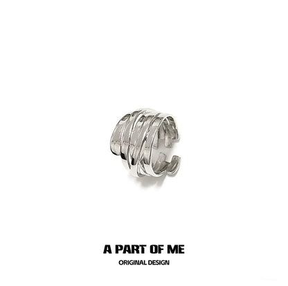 Stylish bandage wrap punk ring in silver with a unique textured design for edgy fashion lovers