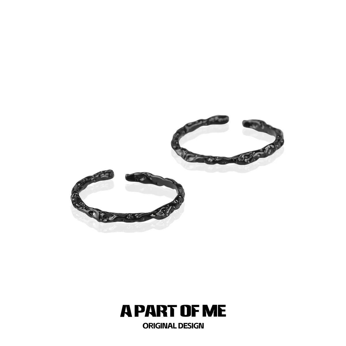 A Part of Me black minimal texture ring set with unique twisted design for modern accessories