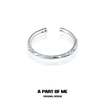 Stylish A PART OF ME blue minimalist ring with a sleek silver design and modern aesthetic