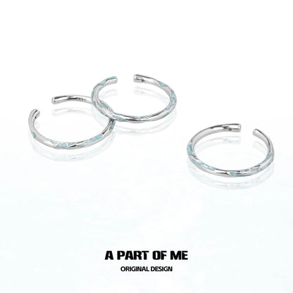 A PART OF ME blue minimalist ring set featuring sleek silver designs for modern styling