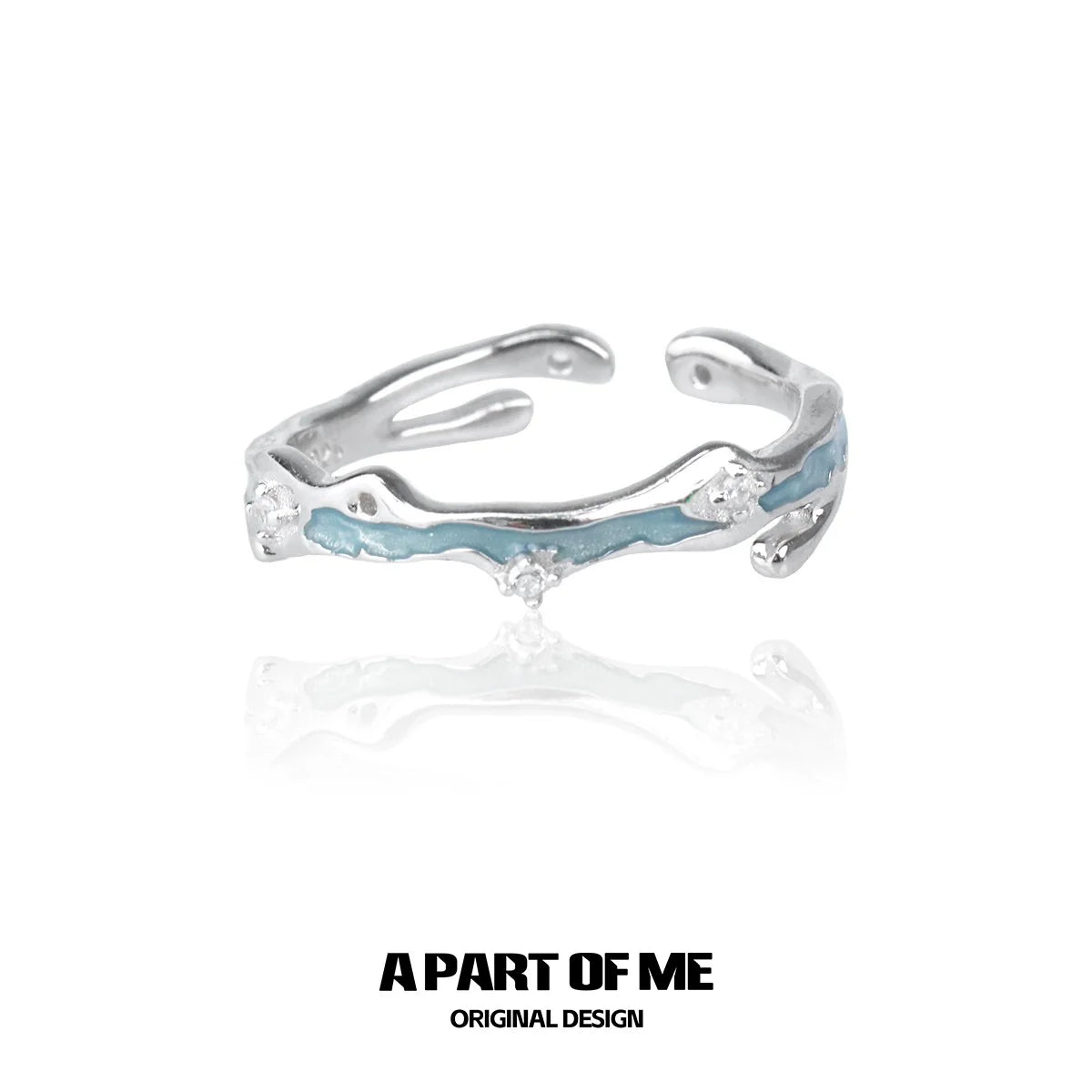 A Part of Me blue star ring featuring a unique design with silver and blue accents