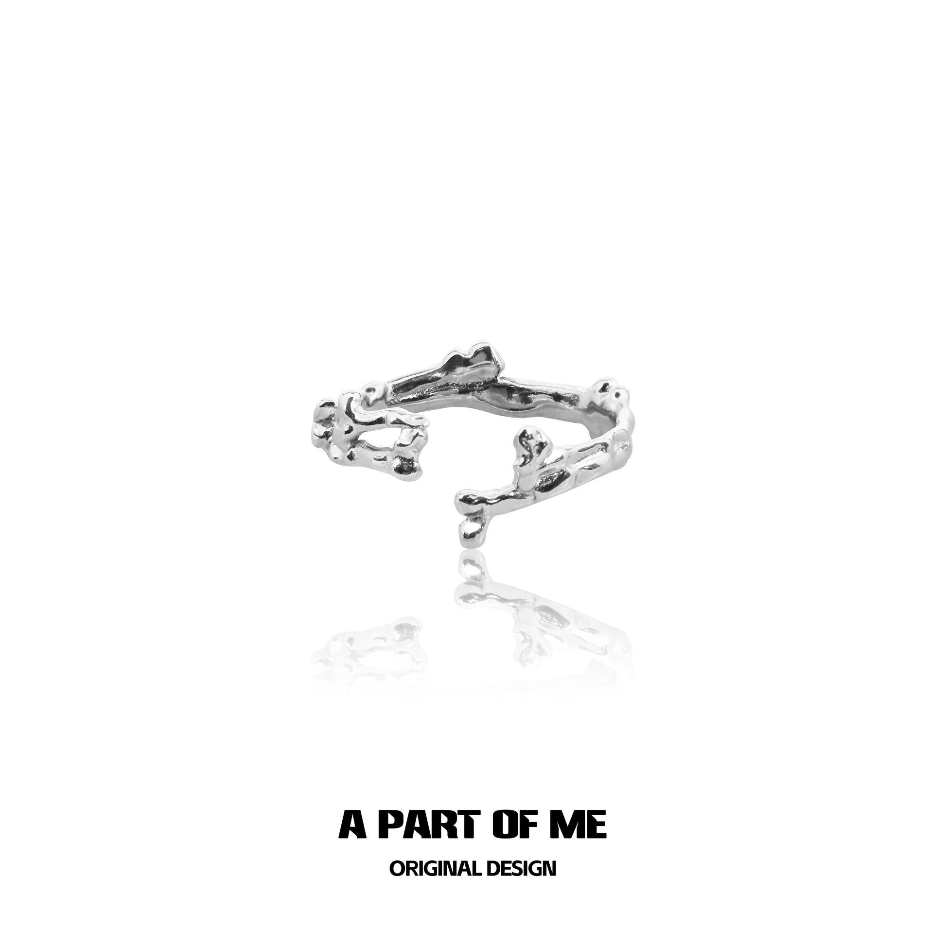 Silver bone ring gothic jewelry with a unique twisted design from A PART OF ME