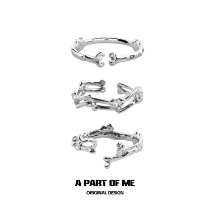 A Part of Me bone ring gothic jewelry showcasing a unique bone-like design in silver