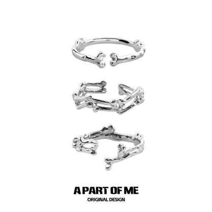 Bone ring gothic jewelry in silver featuring a unique organic design from A PART OF ME