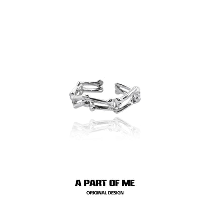 A PART OF ME bone ring gothic jewelry in silver, featuring a unique skeletal design for a bold statement