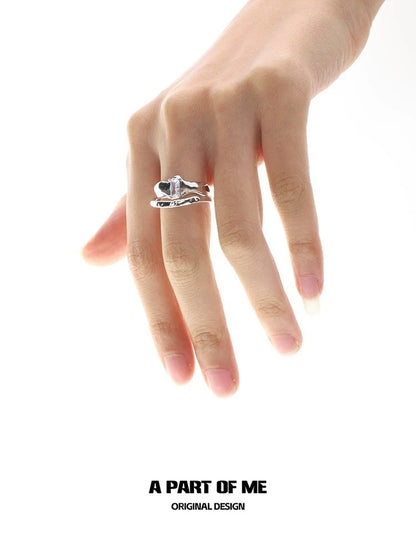 Elegant A PART OF ME clear quartz ring displayed on a woman's hand featuring a unique design