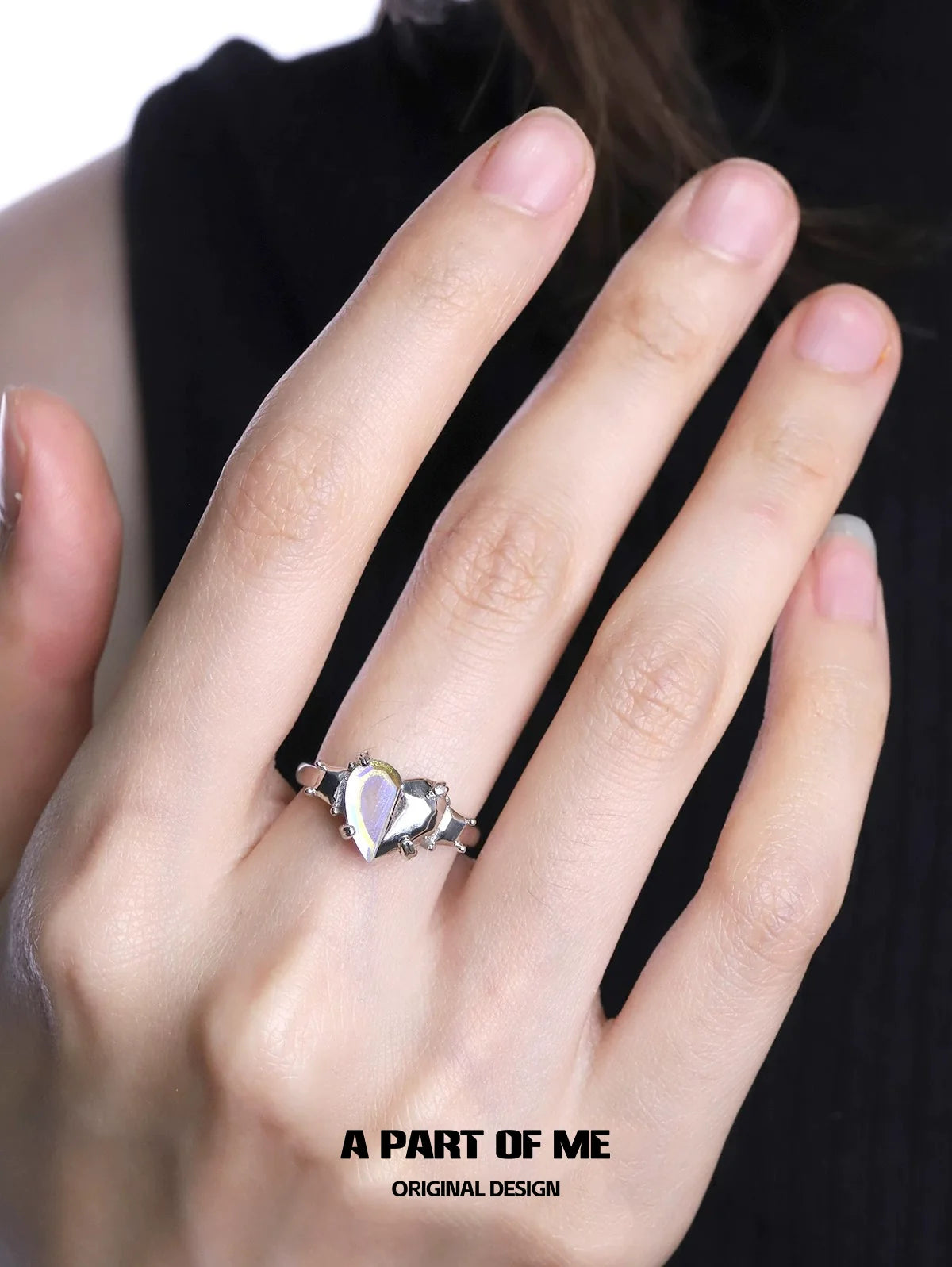Color changing armor ring by A PART OF ME featuring a unique heart-shaped design