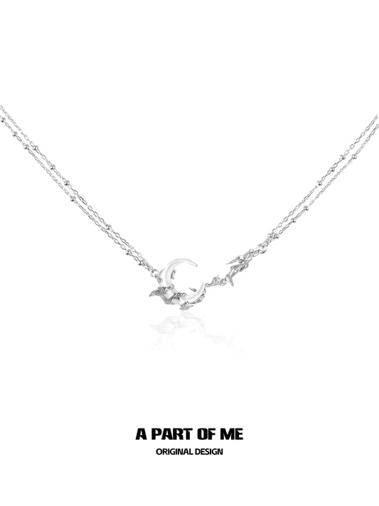 A PART OF ME crescent moon necklace in silver with delicate chain design for a stylish look