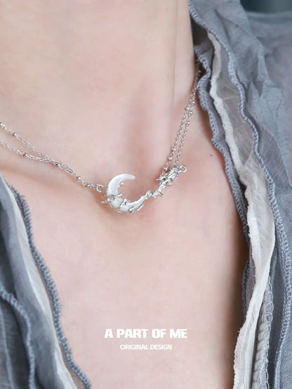 A PART OF ME crescent moon necklace in silver with delicate design for elegant style