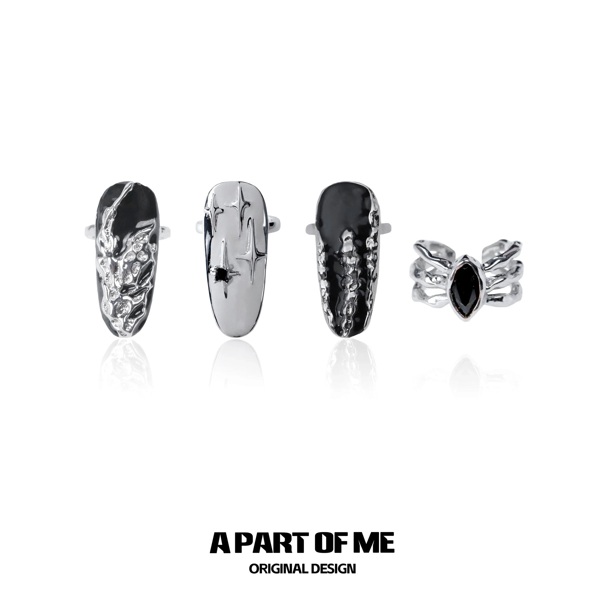 A PART OF ME dark queen finger guard ring with intricate design and shiny finish, perfect for bold fashion statements