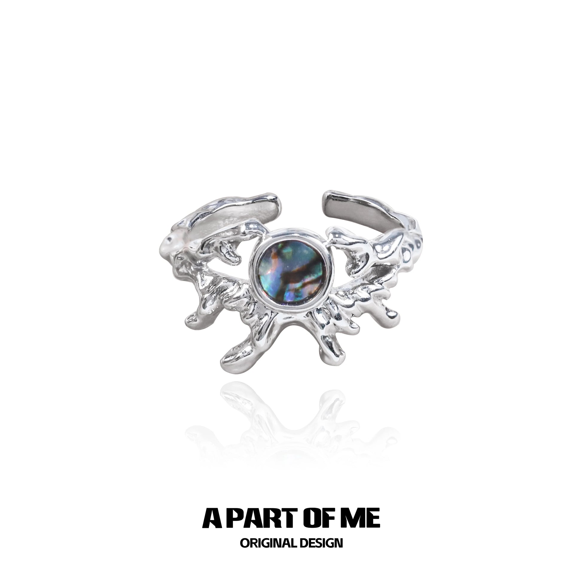 A Part of Me deep sea jellyfish ring in silver with a colorful gemstone for a unique accessory