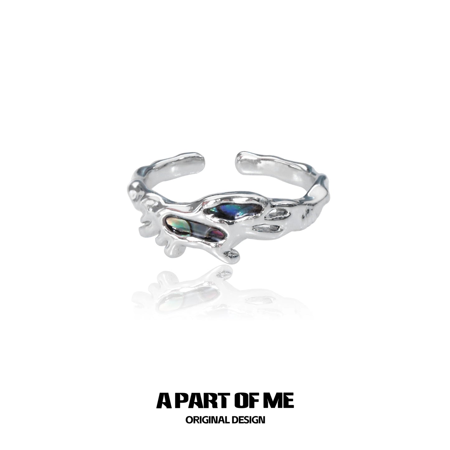 A PART OF ME silver deep sea jellyfish ring with unique design and iridescent detailing