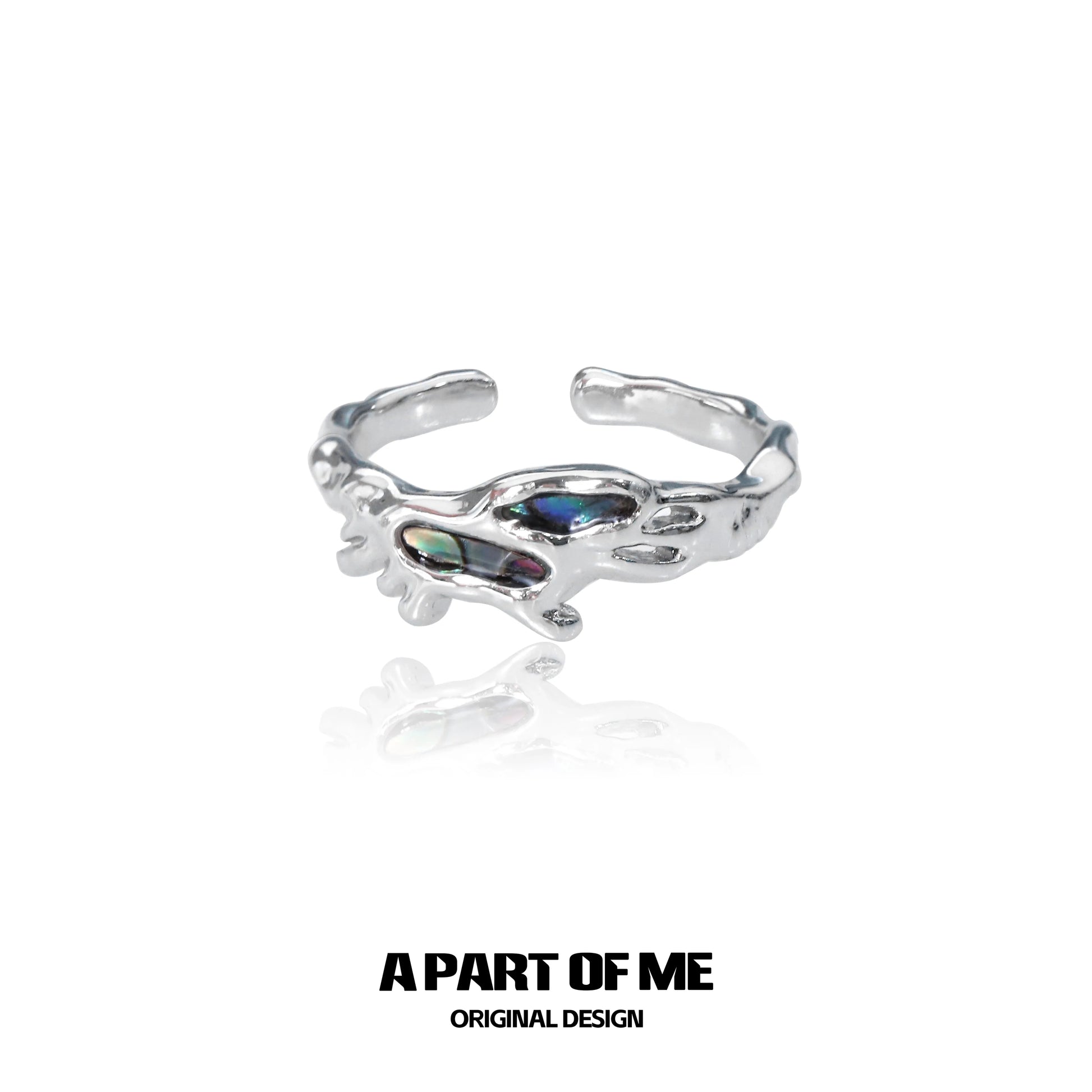 A PART OF ME silver deep sea jellyfish ring with unique design and iridescent detailing