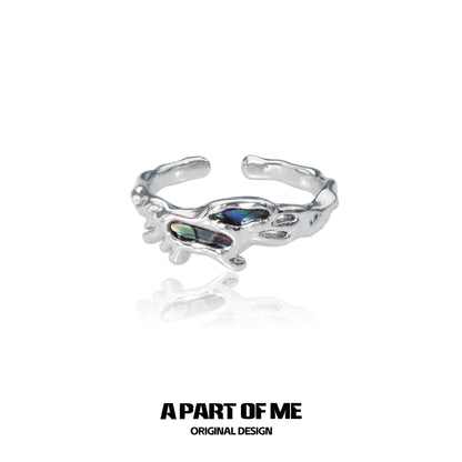 A PART OF ME silver deep sea jellyfish ring with unique design and iridescent detailing