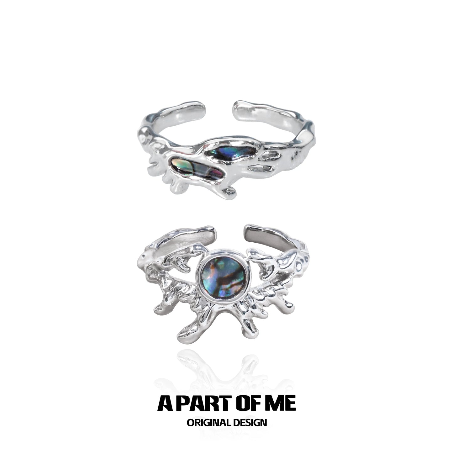 Silver A PART OF ME deep sea jellyfish ring with iridescent detail for ocean lovers