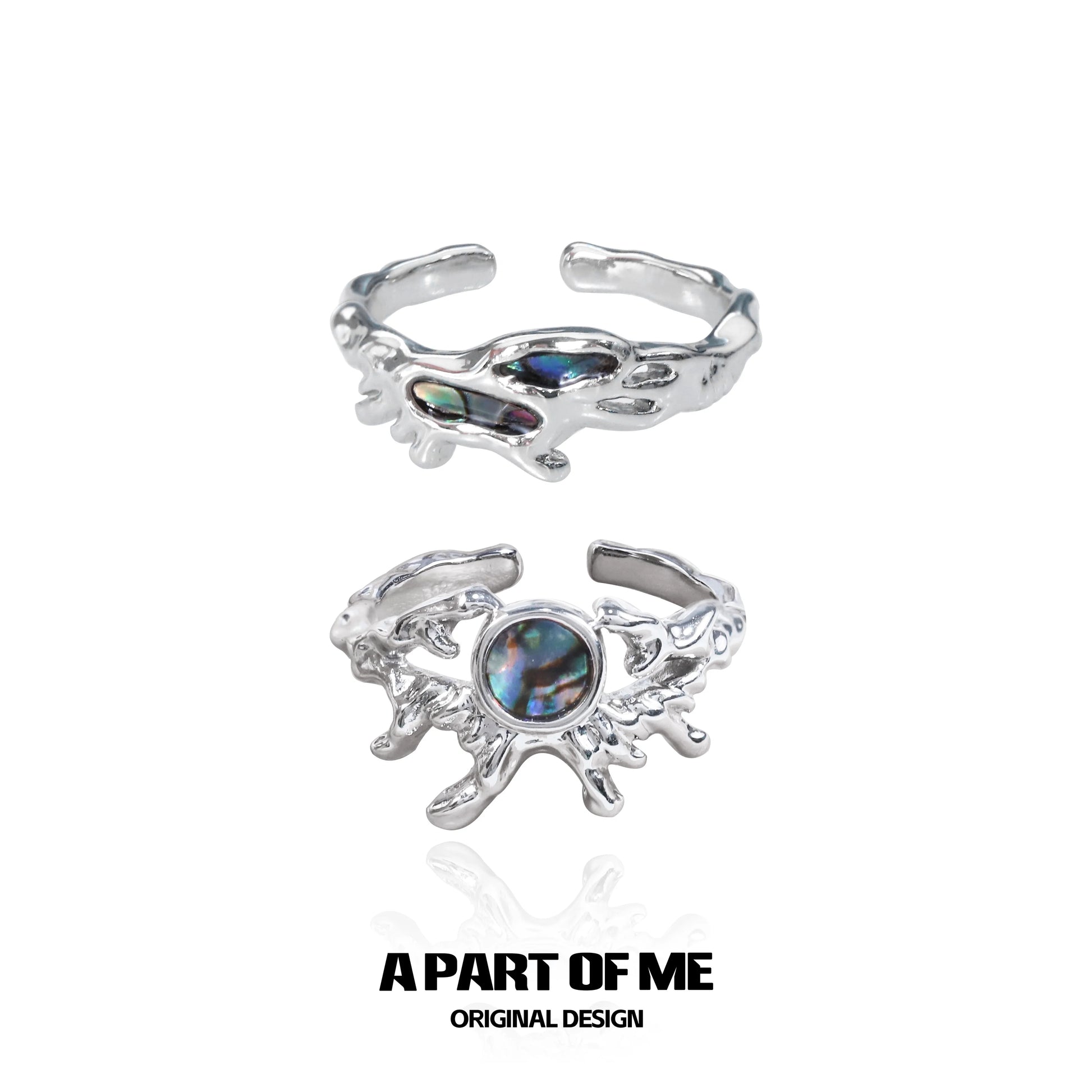 Silver A PART OF ME deep sea jellyfish ring with iridescent detail for ocean lovers