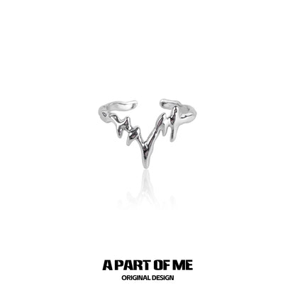 Electrocardiogram wave silver ring by A PART OF ME, showcasing a unique heart rate design.
