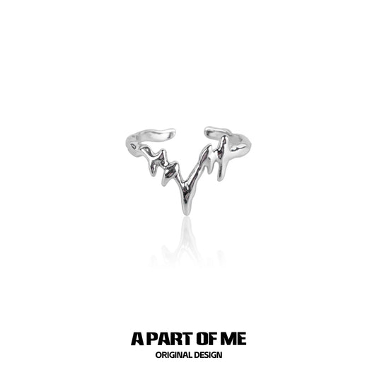 Electrocardiogram wave silver ring by A PART OF ME, showcasing a unique heart rate design.