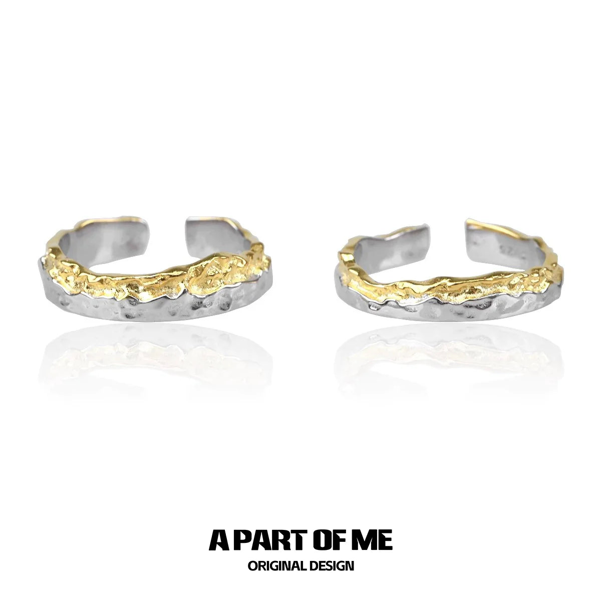 Stylish gold couple rings with a unique textured design, perfect for couples