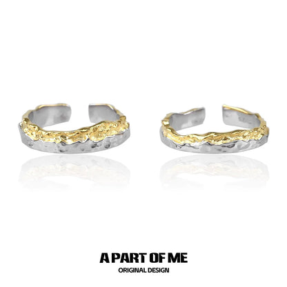 Stylish gold couple rings with a unique textured design, perfect for couples