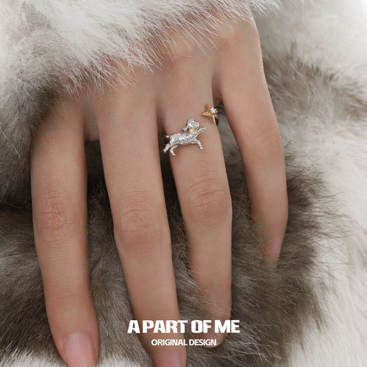 Good night lamb ring from A PART OF ME featuring a delicate lamb design in silver