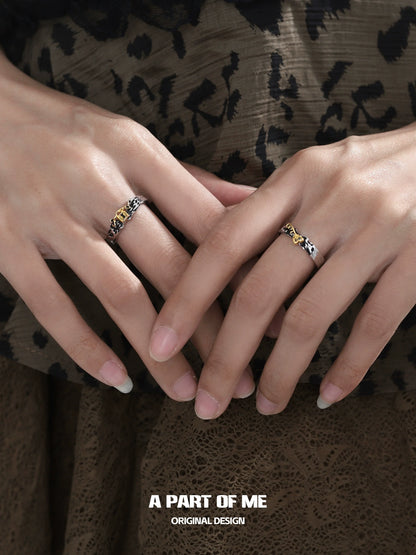 Stylish A PART OF ME hell lock ring displayed on two hands with elegant design
