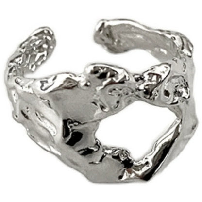 Imperfect beauty silver ring featuring a unique organic design and adjustable fit for everyday wear
