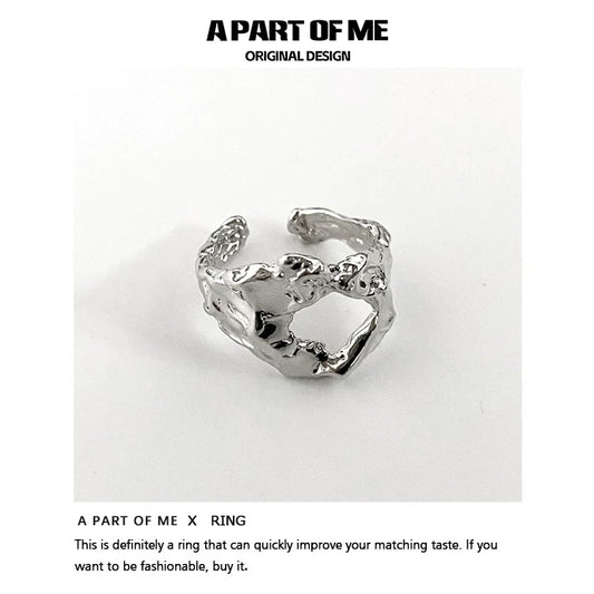 A PART OF ME imperfect beauty silver ring with a unique textured design for stylish versatility