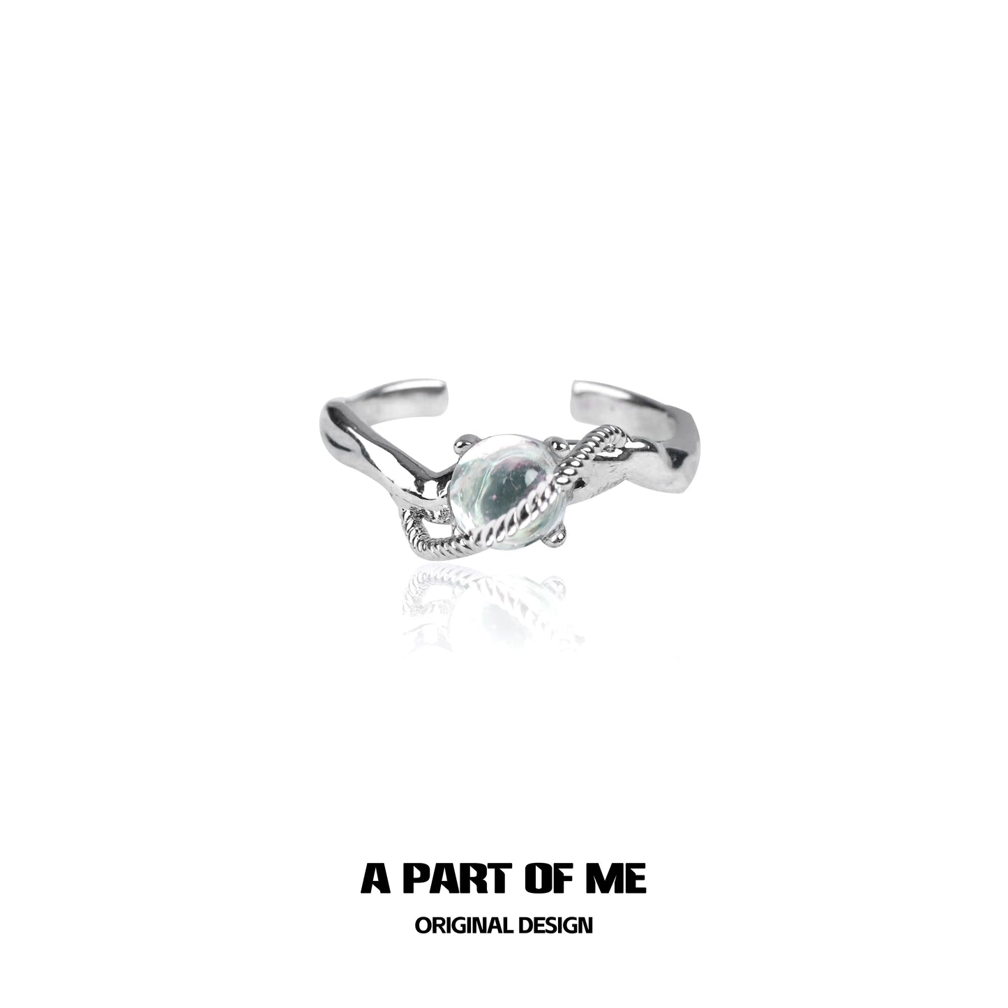 A PART OF ME Mermaid Moonstone Ring with a delicate silver design and shimmering moonstone centerpiece