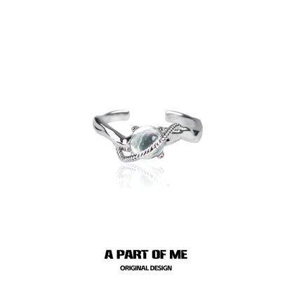 A PART OF ME Mermaid Moonstone Ring with a delicate silver design and shimmering moonstone centerpiece