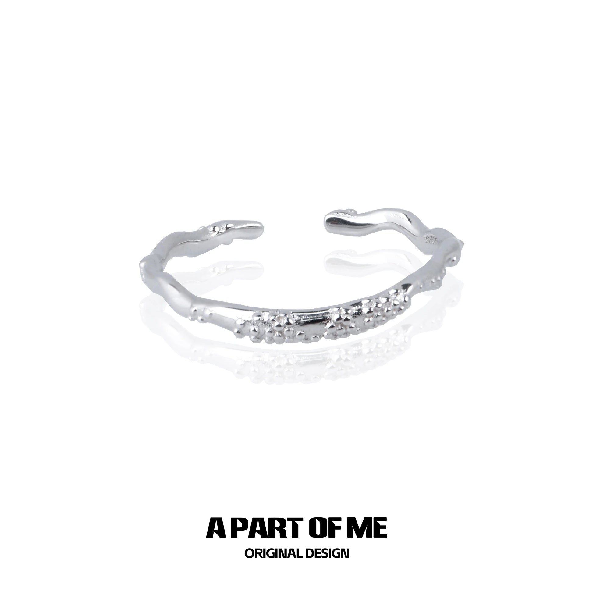 Minimalist lunar texture ring by A PART OF ME with a unique design and polished finish
