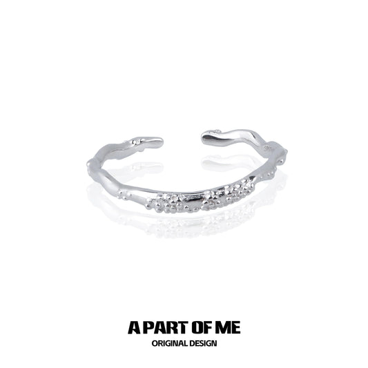 Minimalist lunar texture ring by A PART OF ME with a unique design and polished finish
