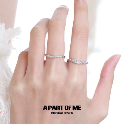 Elegant A PART OF ME minimalist lunar texture ring featured on a hand with delicate fingers