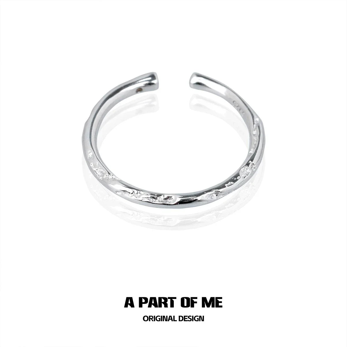 A PART OF ME minimalist stack rings featuring a sleek silver design with a textured finish