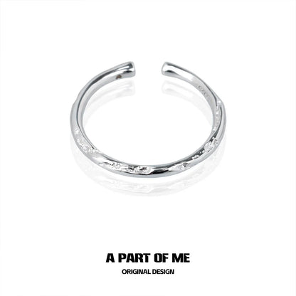 A PART OF ME minimalist stack rings featuring a sleek silver design with a textured finish
