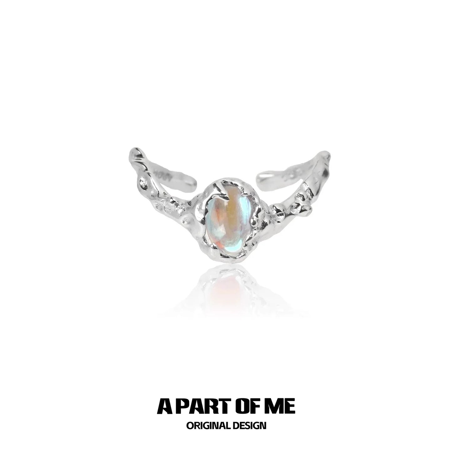 Moonstone silver ring with intricate design and beautiful stone centerpiece from A PART OF ME