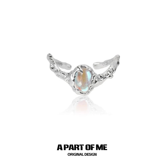 Moonstone silver ring with intricate design and beautiful stone centerpiece from A PART OF ME