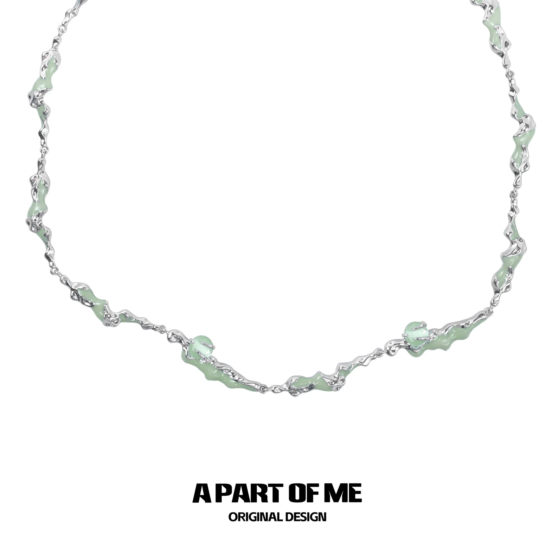 A PART OF ME opal anchor necklace featuring a unique wavy design with delicate detailing