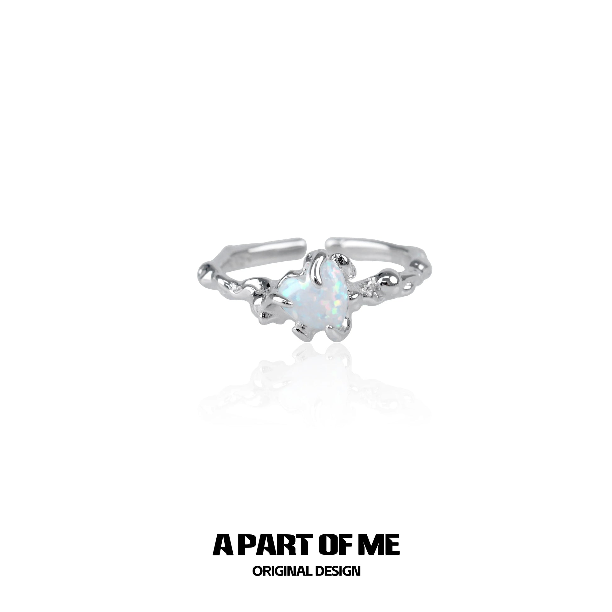 A PART OF ME opal heart ring in silver with an elegant design for everyday wear