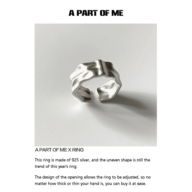 A PART OF ME orchid texture punk ring in 925 silver with an adjustable design for a perfect fit